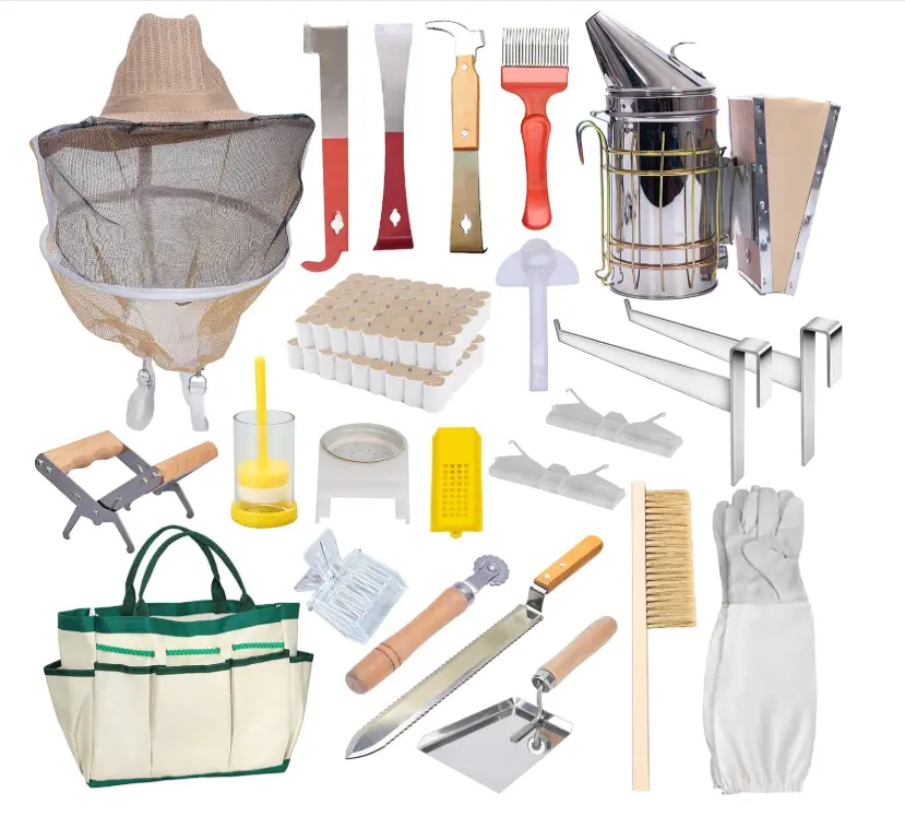 MayBee Hives Bee Hive Tools for    Beekeeping Supplies Bee Keeper Starting Kit 20 or 22 Pcs Beekeeping Tool Kit Bee Smoker Kit,Bee Keeping Supplies-All Starter Kit beginner pro beekeeper