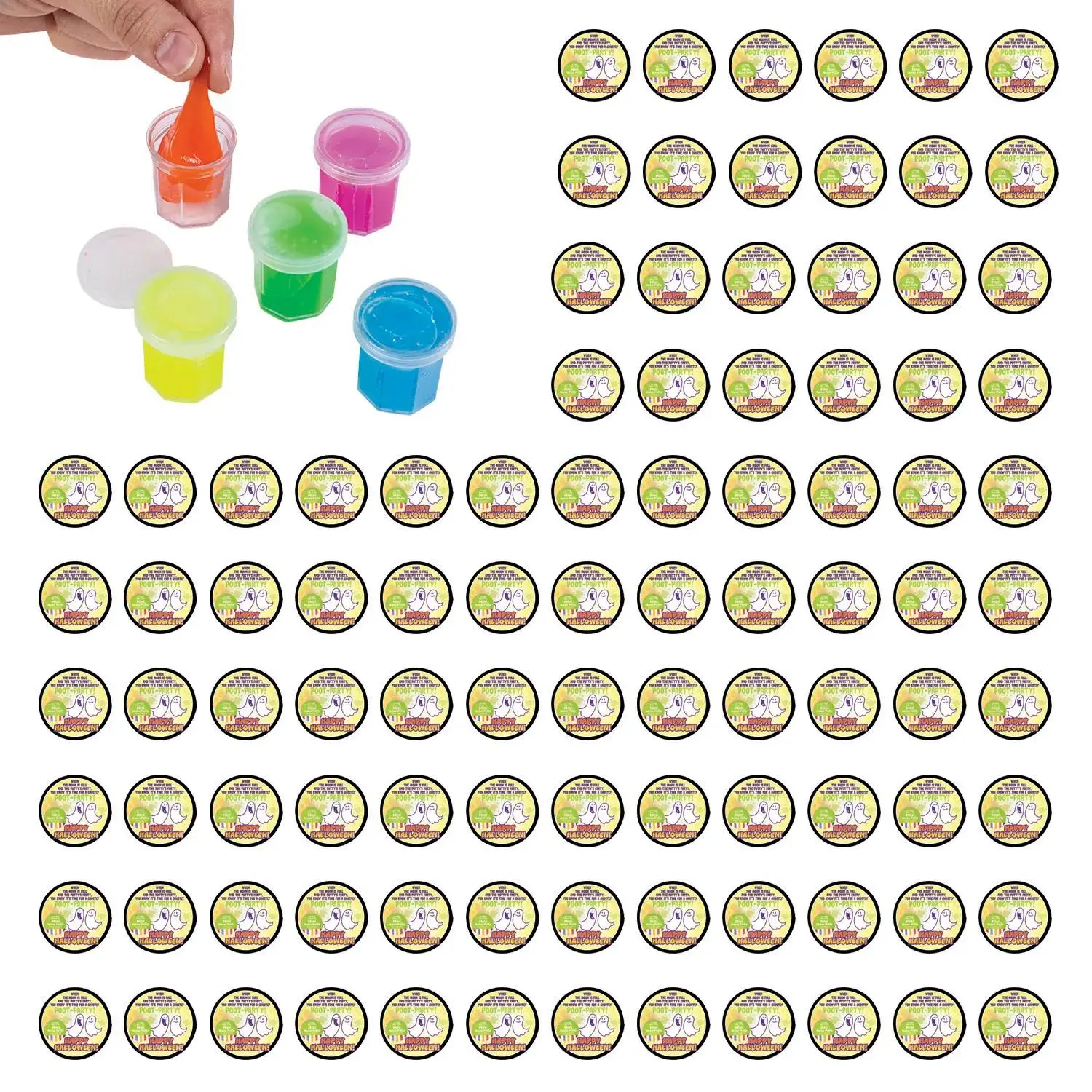 Oriental Trading Halloween Colorful Putty with Card Handout for 48, 1 1/4", Bulk 96 Pieces