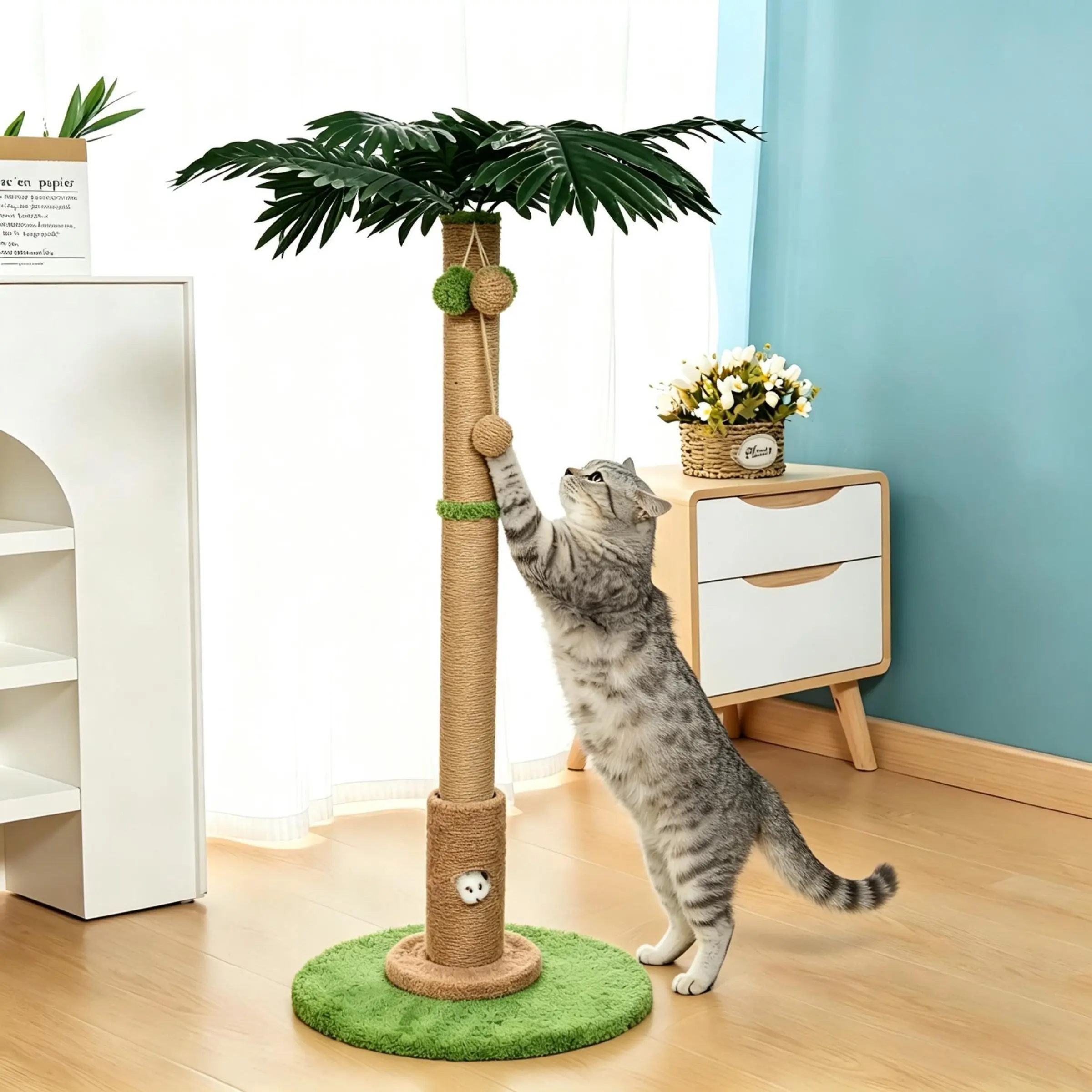 Tree-Shaped Cat Scratching Post, Scratcher, Kitty, Daily Claw Grind Tool, Reinforced Base, Self-Assembly Required, Aesthetic Design, Sisal Surface