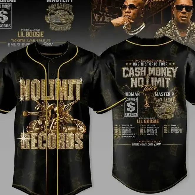Birdman Master P Hip Hop Tour Baseball Jersey Cash Money No Limit Graphic Shirt Rap Concert Fan Appa, Sport Jersey, durable, breathable, wrinkle-resistant, and comfortable for both sports and casual wear, Unisex Jersey, Gift For Her Him