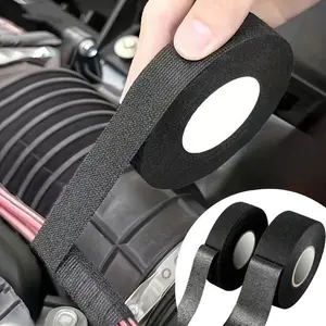 2 Rolls High-Temperature Self-Adhesive Fabric Wire Harness Tape, Heat Resistant, Noise Reduction, Car Engine Electrical Wire Protection