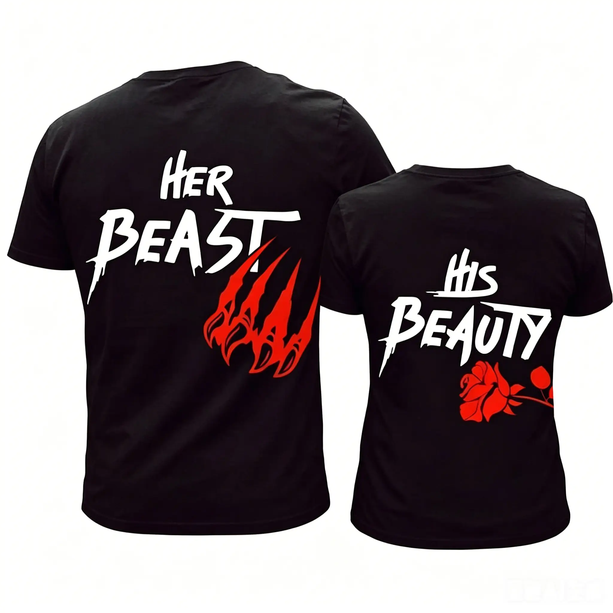 Her Beast His Beauty Couple T-shirt, Matching Outfits For Couples, Valentine Day Gifts, Couple Gifts, Anniversary Shirts, Trending Couple TEE
