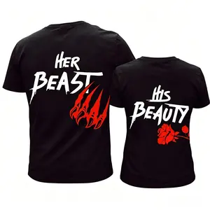 Her Beast His Beauty Couple T-shirt, Matching Outfits For Couples, Valentine Day Gifts, Couple Gifts, Anniversary Shirts, Trending Couple TEE