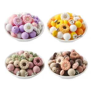 86Pcs 12mm 15mm Silicone Beads for Pens,20mm Sunflower Silicone Focal Beads for Keychain Making Necklace Bracelet Beaded Pen