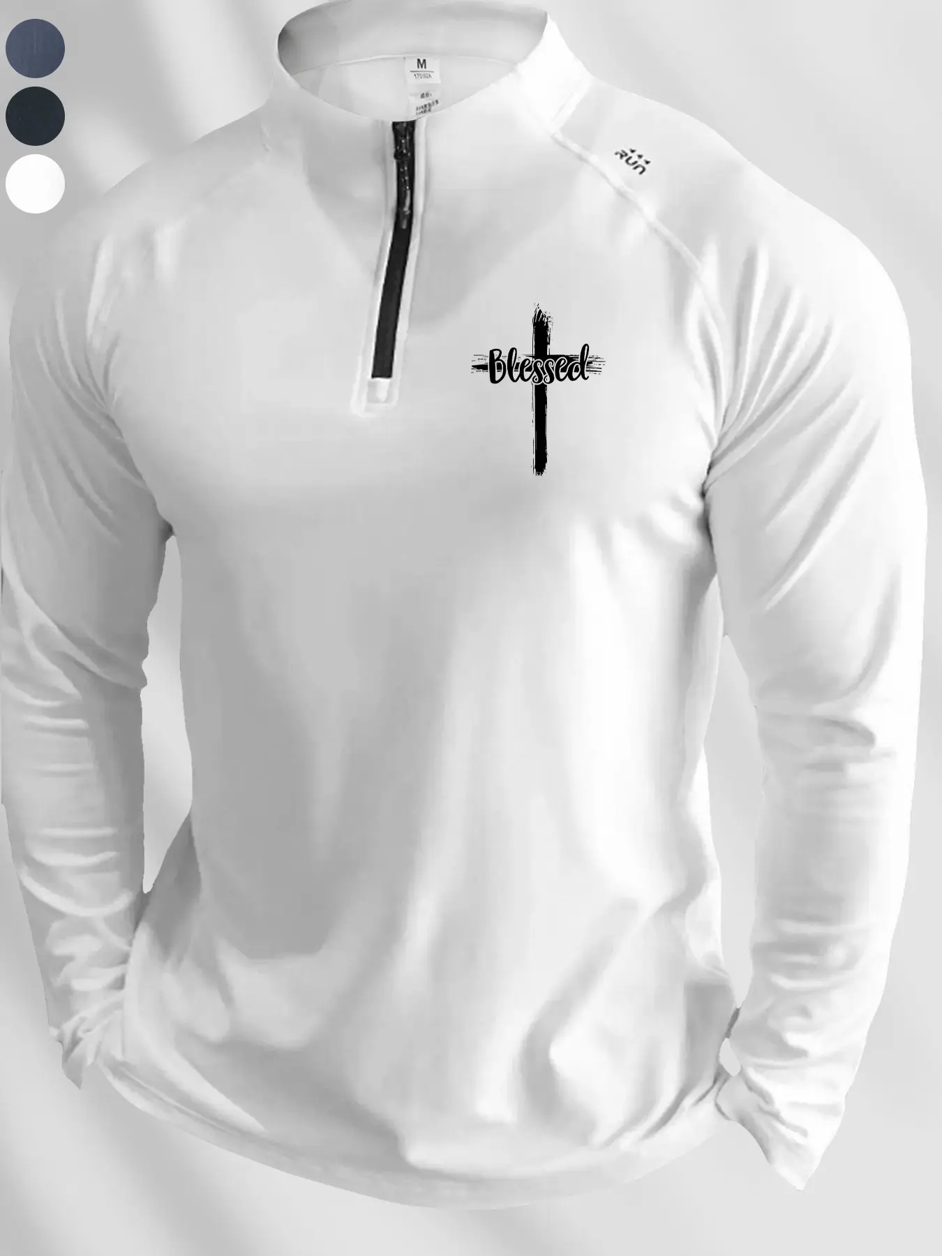 Men's Casual Tight-Fitting Half-Zip Long Sleeve Shirt, Casual Sports Tops, Quick-Dry Microfiber Skin Fit Top for Gym Hiking Fishing Camping Outdoor Activities