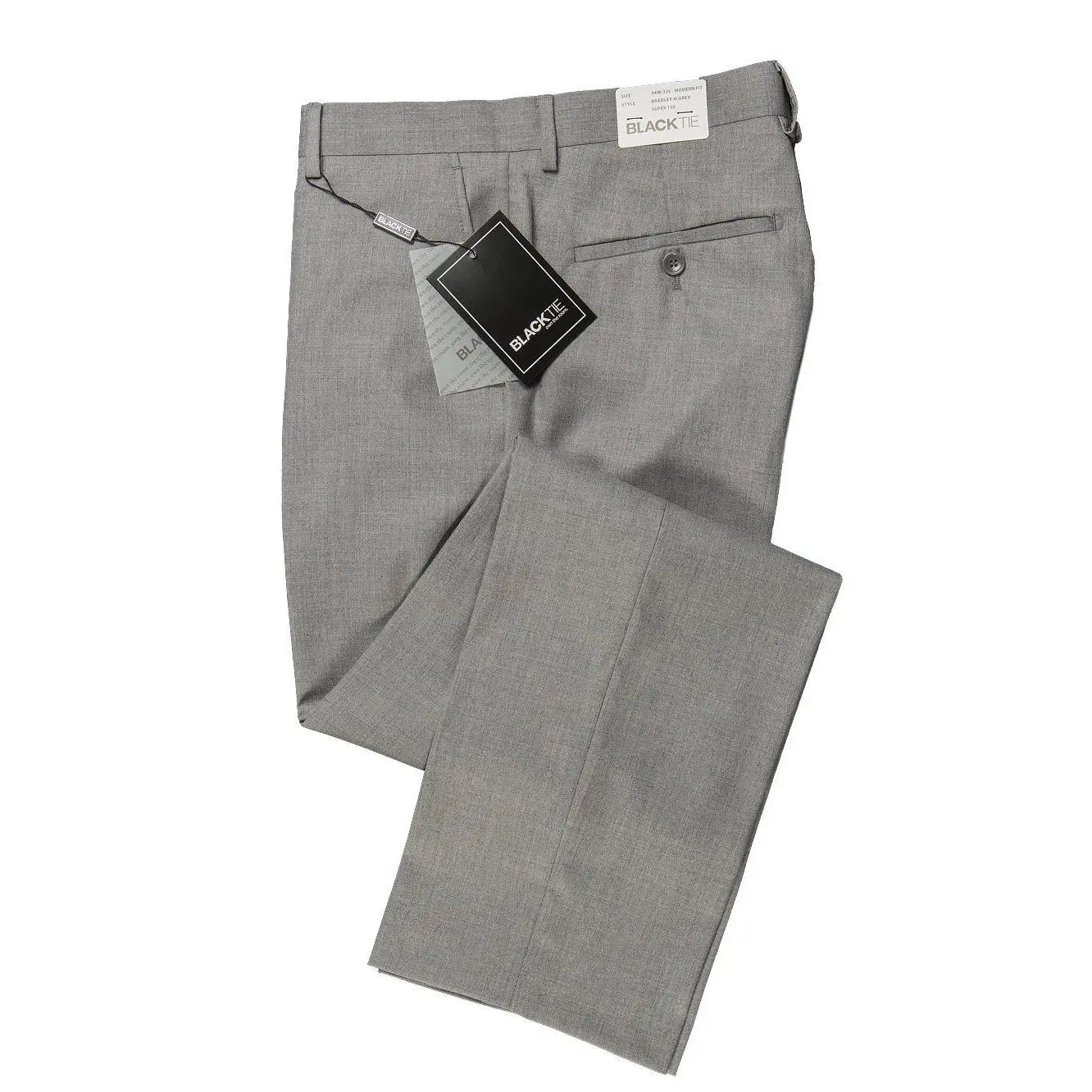 Men's Bradley Tuxedo Pants - Heather Grey, Plain Front, Luxury Wool Blend, Satin Stripe, Modern-Slim Fit | Menswear Formal Bottoms for Jacket Pairing, Brand New, Original
