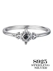 Vintage Silver Color Ring with Gemstone, Medieval Court Style, Unique Elegant Jewelry for Parties and Evening Wear