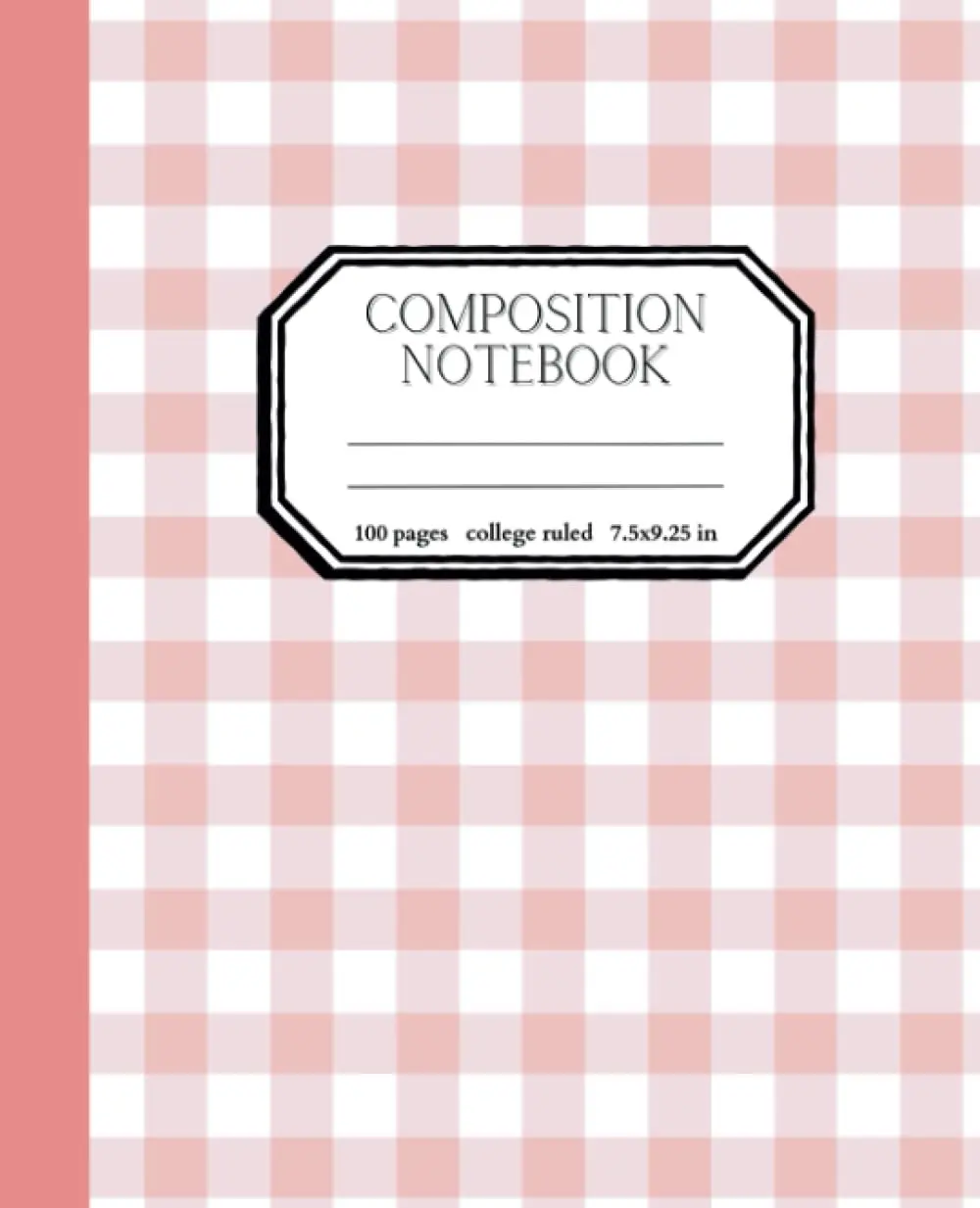 Composition Notebook, College Ruled: Gingham Pink | Notebook or Journal | Cottagecore Aesthetic