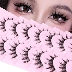 Manga Lashes Natural Look Anime Lashes Cosplay False Eyelashes with Clear Band 3D Wispy Eyelashes Asian Japanese Korean Style Manhua Lashes Look Like Individual Clusters Pack by EYDEVRO Makeup Cosmetic