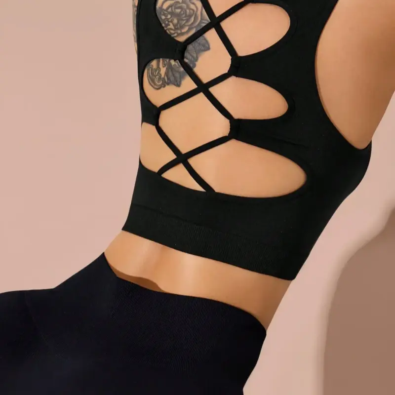 Women's Solid Backless Sports Tank Top, Sports Vest for Yoga Gym Workout, Ladies Sportswear for All Seasons, Backless Design, Athletic Top, Fitness Top, Fitness Clothes Tops