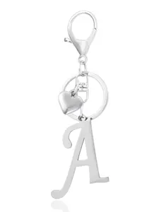 Women Girls Cute Silver Color Stainless Steel Heart Letter Keychain For Bags, Handbag Backpack Charm, Personalized Gift, Car Key Holder, Keychain Bag Pendant