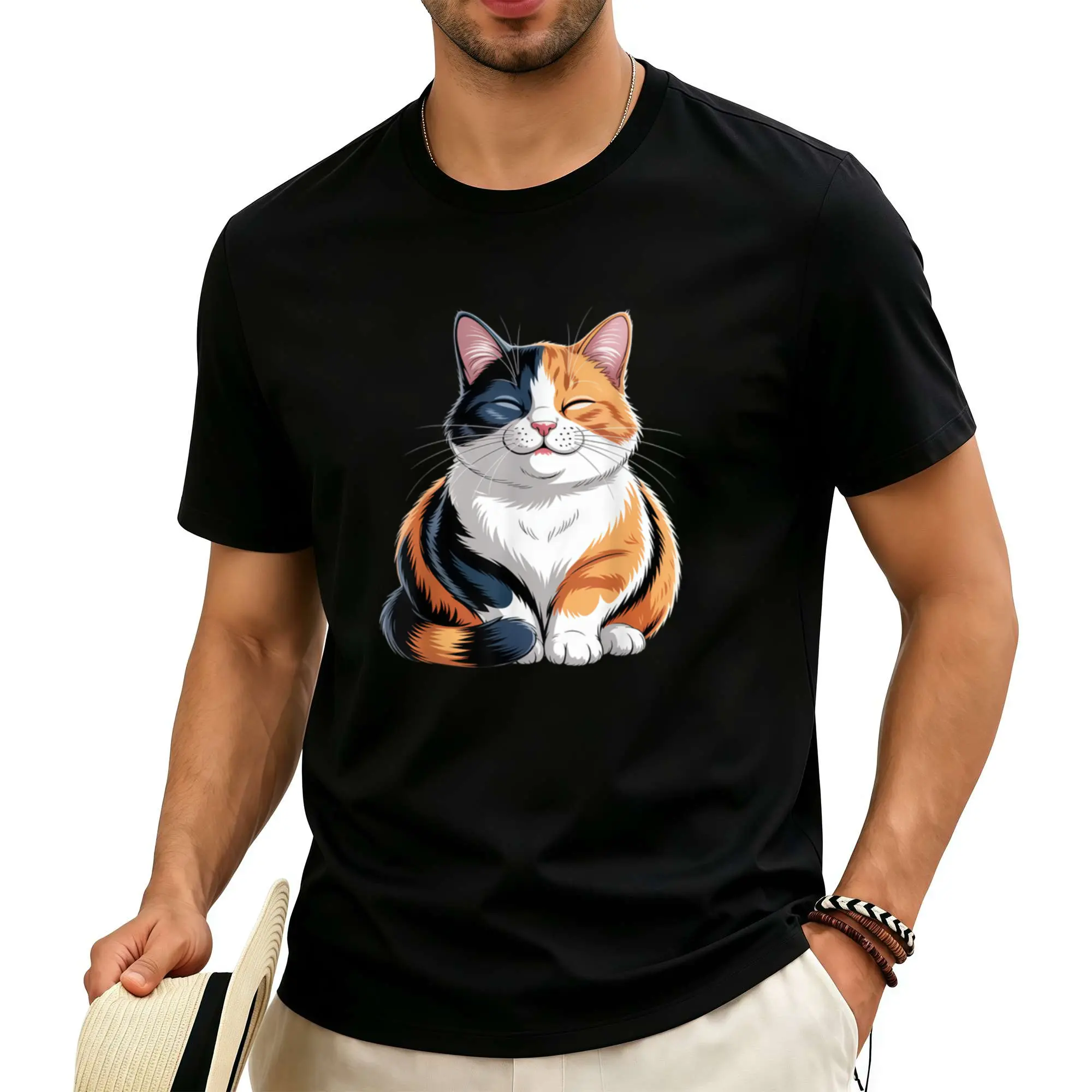Adorable Cat Art for Cat Lovers Relaxing Calico Cat T-Shirt