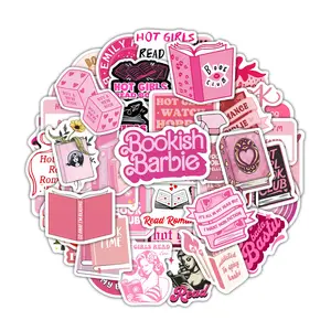50Pcs Bookish Pink Aesthetic Decorative Stickers Pack, Waterproof Reading Lover & Spicy Book Vinyl Decals for Laptop, Water Bottle, Journal & Scrapbook, Bookworm Gift