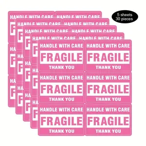 Fragile Label Sticker, 30pcs/set Handwritten Fragile Label Sticker, Self Adhesive Label Sticker for Packaging & Transportation, Shipping Label