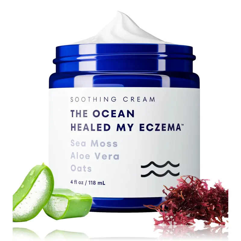 HBTO Aquatic Eczema Relief Cream, 4 fl oz Topical Therapeutic Balm for Sensitive Face/Body Skin, Psoriasis Soothing Treatment (Beauty & Personal Care Skincare)
