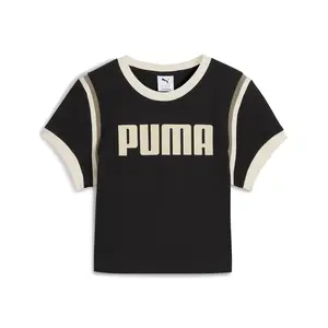 PUMA Womens Future Archive Graphic Cropped Crew Neck Short Sleeve Casual Tops Casual - Black
