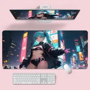 Hatsune Miku Mouse Pad, Sexy Anime Vocaloid Desk Mat, XXL Cyberpunk Gaming Desk Mat, Dark Fantasy Desk Decor, Gift for Otaku