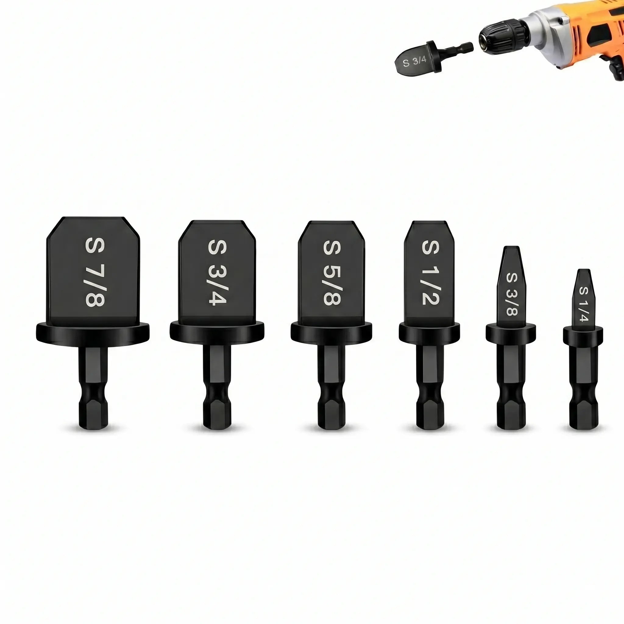 6Pcs HVAC Copper Pipe Expander Swaging Tool Set - 1/4"-7/8" Tube Expanders, 6 Multi-Size Drill Bits, 1/4" Hexagon Handle Ball Bearing Steel, Leakproof Joins, Uniform Hardness, High Elastic Limit, Wear Resistance, for HVAC Installers Home Repair