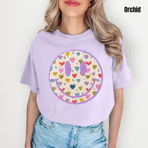 Crochet Hearts Face Comfort Colors T-Shirt 'NLB'