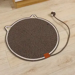 Cat Scratching Pad — Natural Cotton Rope Cat Scratcher, Large Scratching Pad with Toy (19.6 Inches)