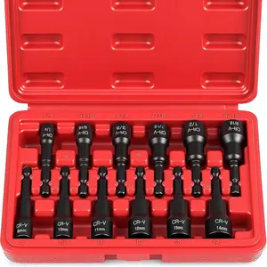 12-Piece Magnetic Nut Driver Set - Premium Impact Power Hex Nut Driver Drill Bit Master Kit, SAE & Metric, 1/4-Inch Quick-Change
