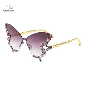 2026 New Butterfly-Shaped Fashion Glasses for Women & Men, Gradient PC Lenses with Rhinestone Decor, Y2K Stylish Unisex Eyewear, Lightweight Non-Prescription Sunglasses for Summer Parties, Festive Events & Black Friday Gifting