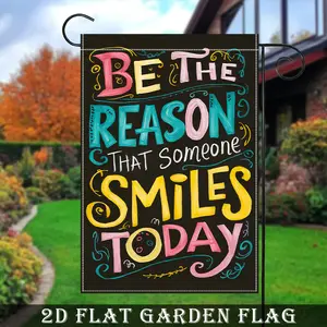 Garden Flag with The Theme 'Be The Reason Someone Smiles Colorful Lines on a Black Background, Designed As Double-Sided Polyester Small Yard Flags for Holidays, 12x18 Inch, No Flagpole