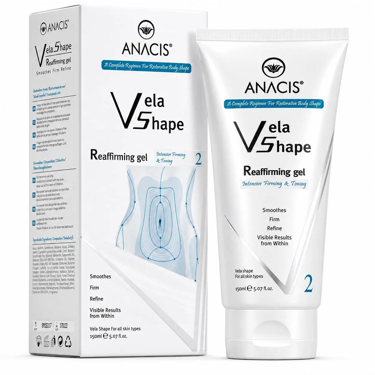ANACIS Vela Shape Reaffirming Body Cream Gel - Tightening Moisturizer for Visible Results from Within - 150ml Body Care
