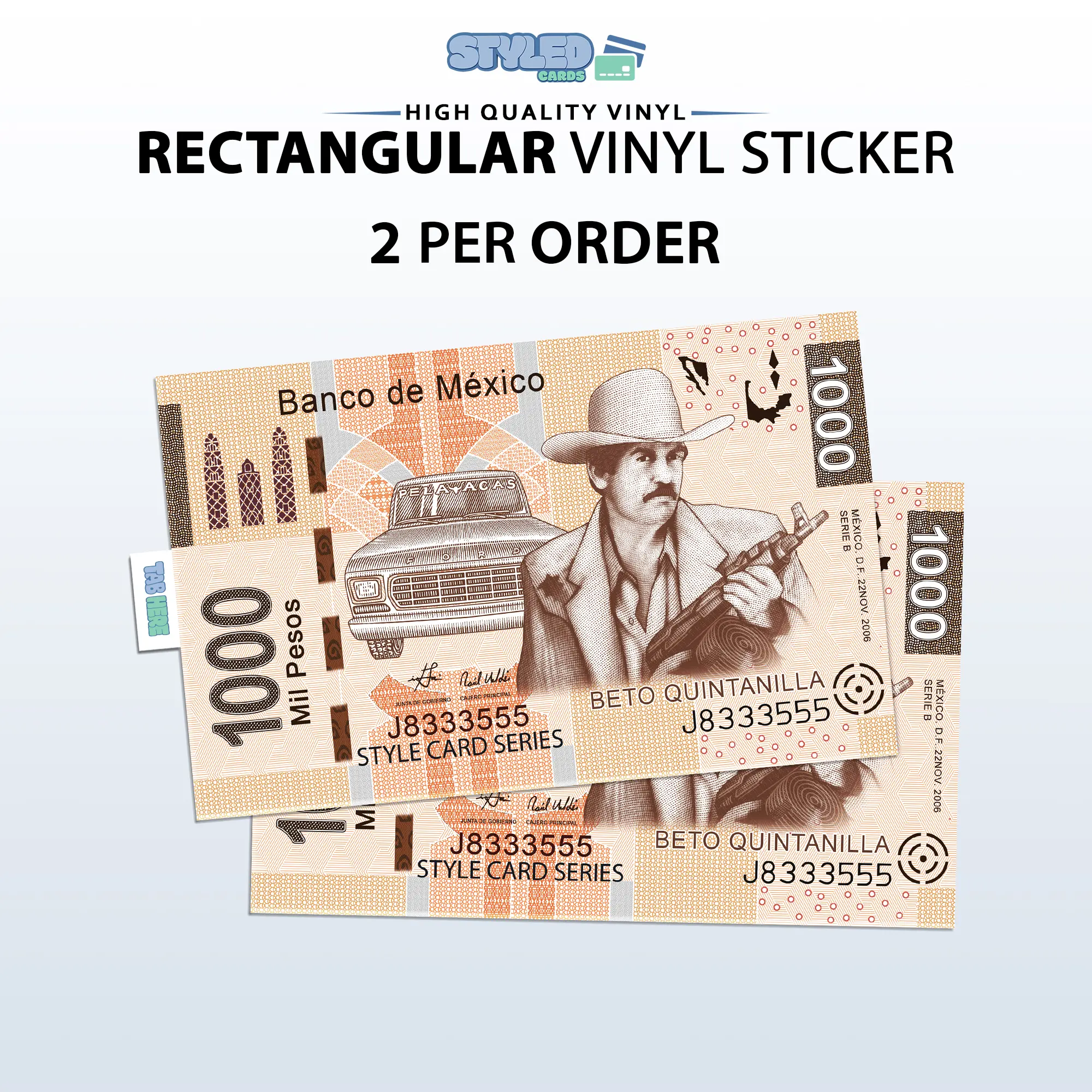 beto Quintanilla rectangle vinyl sticker
