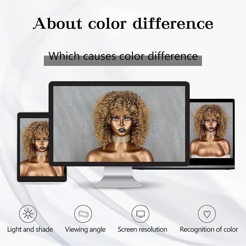 Xinran 14-inch Blonde Curly Synthetic Wig Brown Mixed Gold Afro Wig for Black Women Heat Resistant Everyday Wear Brown to Gold Style