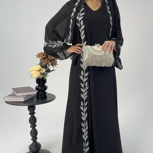 Sexy Night Out Set, Unique and exquisite embroidery design abaya, chiffon two piece set, summer, Muslim robe, Wardrobe Essential, Warm Weather, Tropical Vibe, Elevated Basics, Modern, Daily Wear, Casual, Lightweight