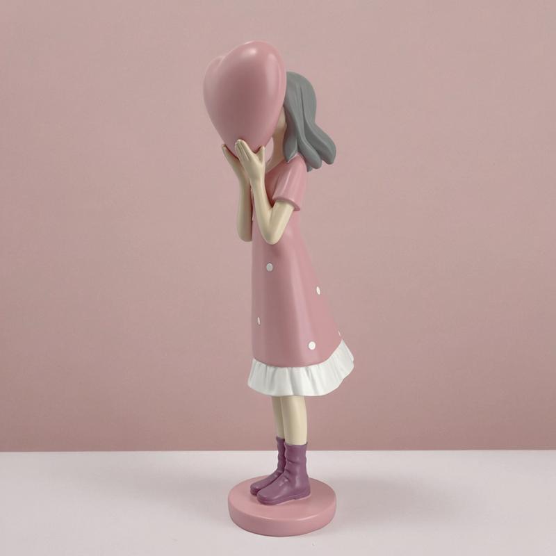 Charming Pink Girl Statue Set - Cute Resin Home Decor, Tabletop Ornament, and Sweet Gift, perfect for placing on a desk or shelf, and an ideal birthday gift for best friends and loved ones.