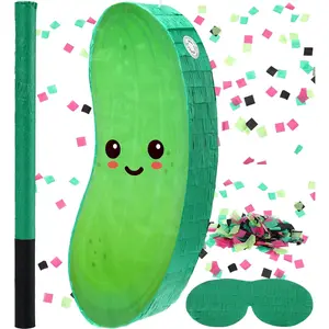 Cucumber Theme Piñata for Kids Birthday Party 15.7 x 6.7 x 2.8 Inches with Bat Blindfold and Confetti for Baby Shower Photo Props Cinco De Mayo Fiesta Decoration