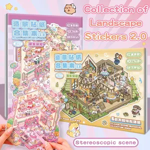 Large 3D Scenery Sticker Series for DIY Fun, Includes 6 Oversized Scenes, 9 Material Options, 2 Scene Effect Cards for Kids & Adults Sticker Packs