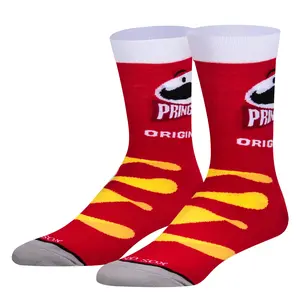 Pringles Original Men's Crew Socks, Spandex Knit Menswear Apparel, Novelty Sports Socks for Outdoor Activities