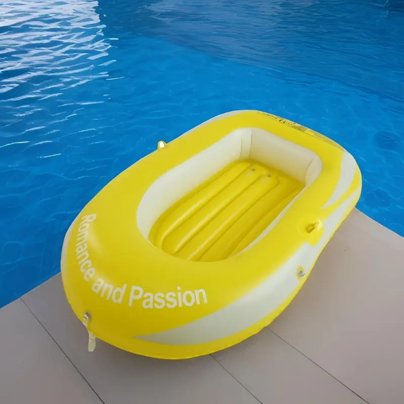 Thick PVC Uncharged Yellow Single Inflatable Boat - Universal Outdoor Pool Water Fun Gear for Leisure Swimming Activities, Thickened Pvc, Pool Water Parties, Yellow Single Boat, No Battery Needed, Recreation, Charged-Free, Outdoor Pool Accessories, Polyvi