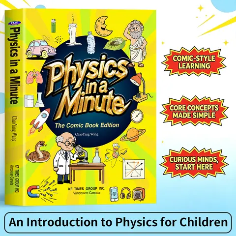 【WLF BOOKS】1-Minute Physics Comic Book - 2026 Release Beginner-Friendly Children's STEM Science Book, 226 Pages by Yang Wang, Covers Light, Magnets, Energy, Gravity, with Colorful Comic-Style Illustrations, Technology-Themed