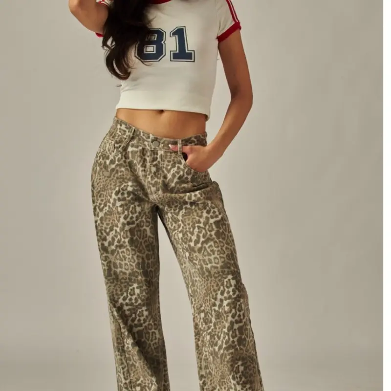 Leopard Fade Colossus Jeans - Trendy & Stylish Fashion Bottom Womenswear