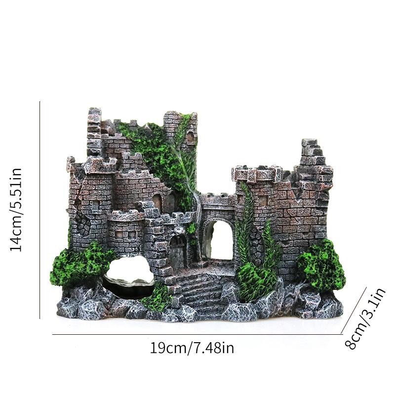 Aquarium Decoration Fish Tank Landscaping Ornament Fish Hideout Resin Craft Building Castle Small Castle Pyramid