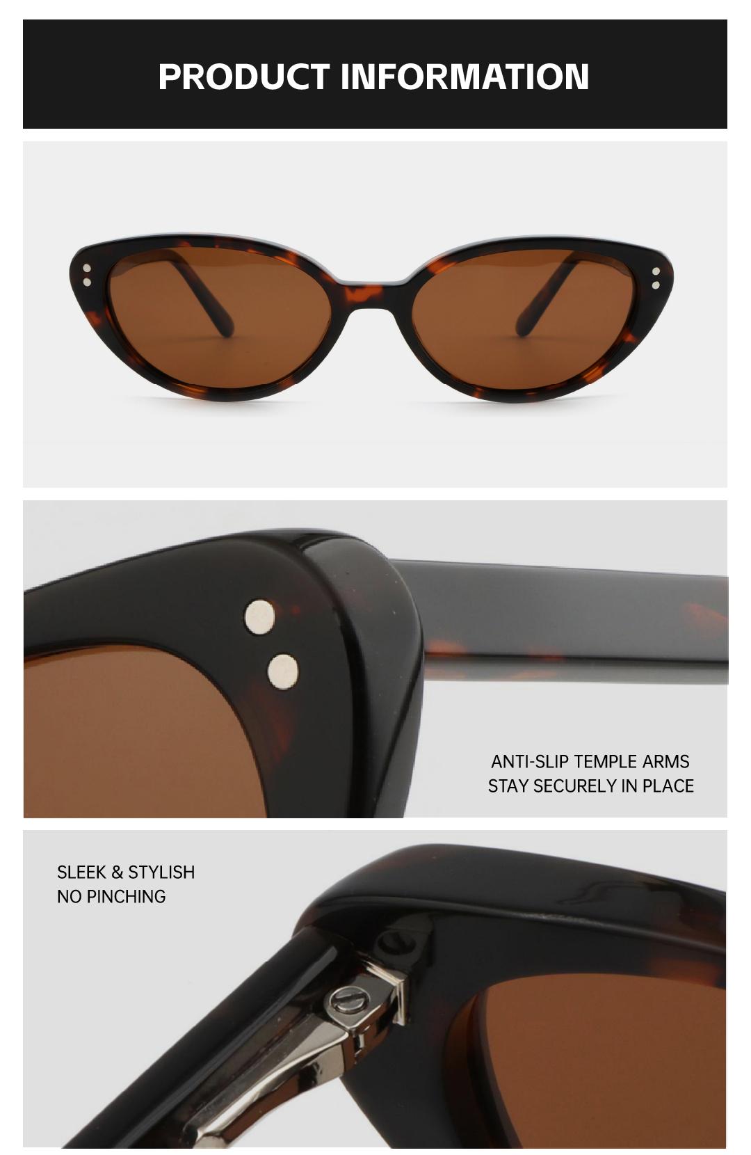 Alloio sunglasses, classic cat-eye design, women’s glasses with UV400 protection, suitable for any outfit occasion.