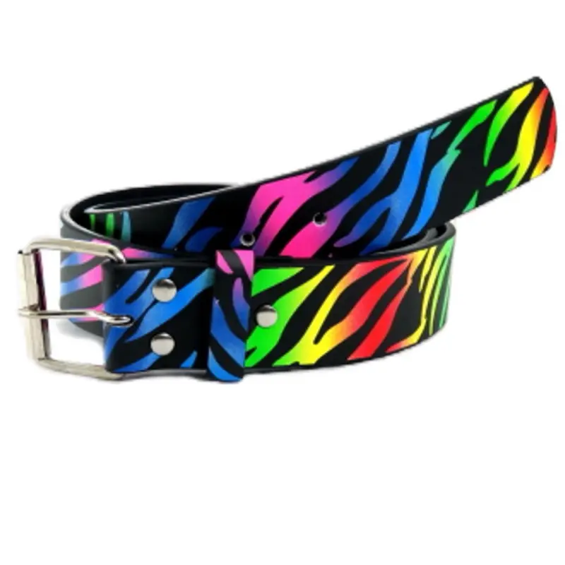 Y2K emo rainbow zebra belt | S - XL | scene emo 2000s accessories | vintage belt