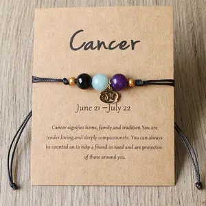 Cancer Zodiac Hand-Woven Crystal Bead Bracelet Symbolizing Nurturing & Intuition for June 21 - July 22 Handcrafted with Care Ideal Gift