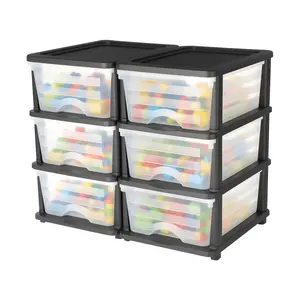 VEVOR Plastic Storage Drawers, Summervibes,Summervibes, 2 Pack Storage Organizer Drawer, 6 Drawers Closet Organization and Storage Dividers, Dresser Organizer Clear Bins for Office Supplies, Craft Rooms, Classrooms and Home