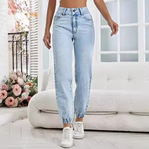 New European and American women's slim-fit pencil pants, versatile loose-fitting jeans