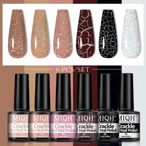Crackle Gel Nail Polish Set, 6 Counts/set Long-lasting Soak Off UV/LED Manicure Gift Set, Nail Art & Nail Polish for Women & Girls