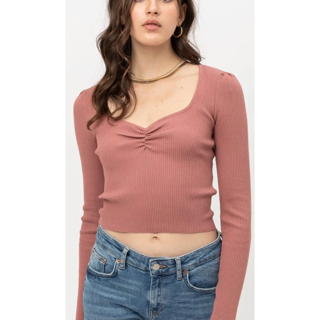 Mauve Ribbed Sweater Top
