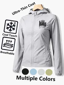 Womens Hooded Skin Coat with King Crown Print Loose Slim Fit Comfortable Breathable Lightweight QuickDrying SkinFriendly for Daily Commute Casual Outings Outdoor Trips Multiple Colors AllSeason Versatile Jacket Coat