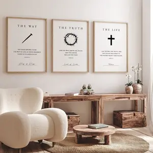 Set of 3 The Way, the Truth, and the Life, John 8, Psalm 16, Jesus , Christian Art, Bible Art, Christmas Wall Art