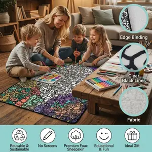 Premium Faux Sheepskin Doodle Blanket with 24 Coloring Pens, Fade-Resistant Permanent Ink, Ideal for Relaxing, Family Time & Gifting Acrylic Watercolor Paint by Number Kit