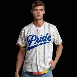 Pride Baseball Jersey Unisex Small-2XLarge 100% Polyester with Front Pride Design & Progressive Flag Sleeve Comfortable Loose Fit for Everyday Wear